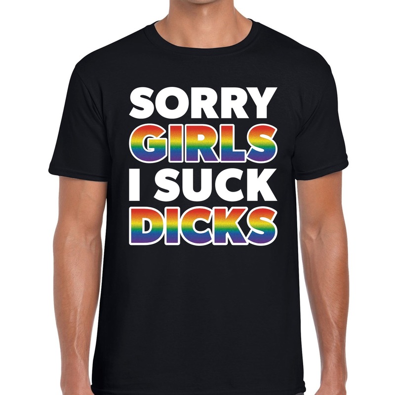 Sorry girls i suck dicks t-shirt - gay pride shirt met regenboog tekst voor heren - gaypride kleding Top Merken Winkel